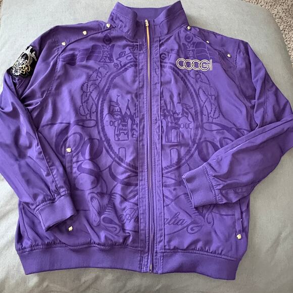 COOGI Purple Embroidered Track Jacket XXXL Rare Castle Crest Australia - Picture 2 of 10